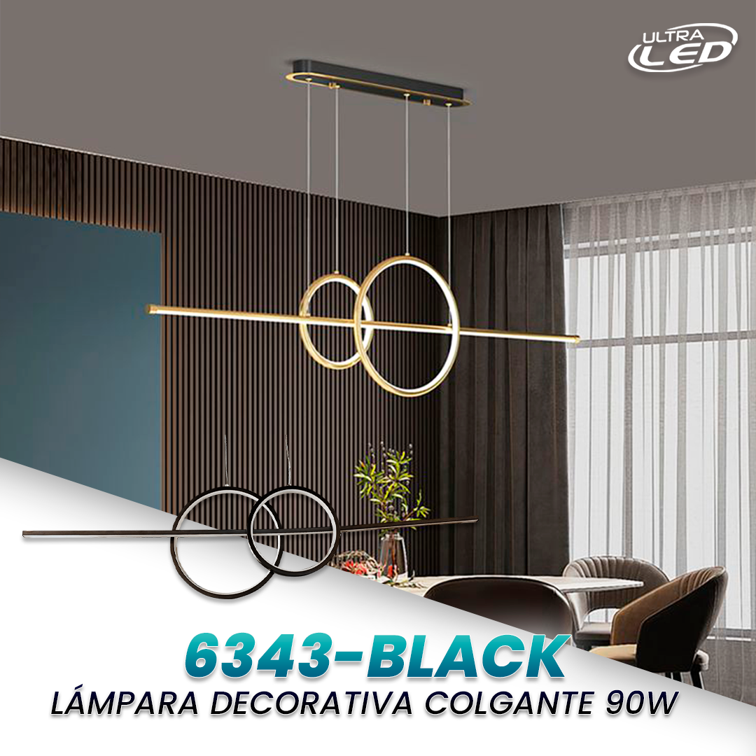 LAMPARA COLGANTE 90W CARCASA NEGRA MODELO 6343-BLACK
