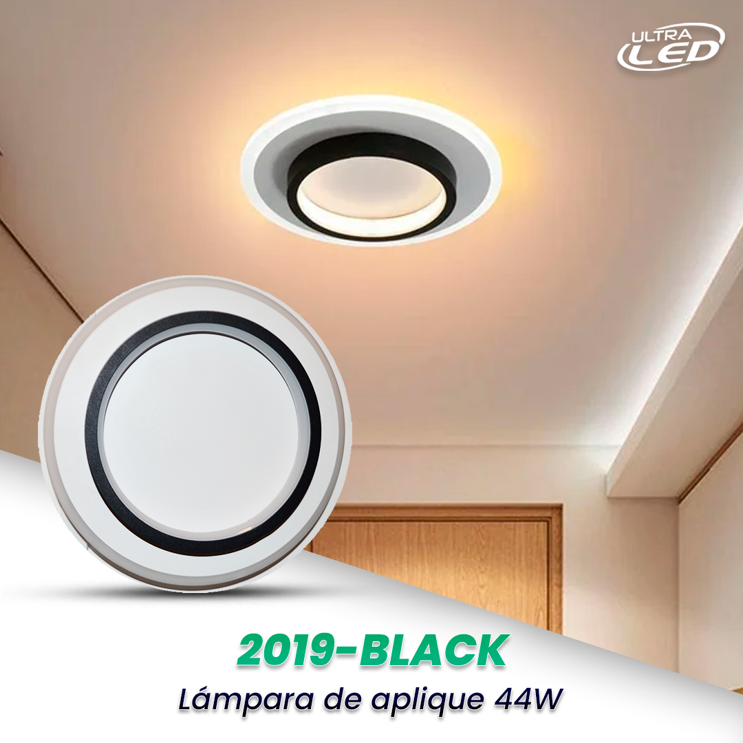 LAMPARA APLIQUE DECORATIVA 44W CARCASA NEGRA MODELO 2019