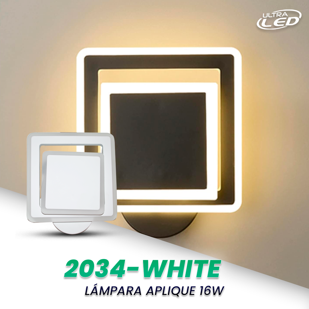 LAMPARA APLIQUE DECORATIVA 16W CARCASA BLANCA MODELO 2034