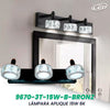 LAMPARA APLIQUE 15W DE PARED BLACK-BRONZE LUZ BLANCA (6500K) MODELO 9670-3T-15W