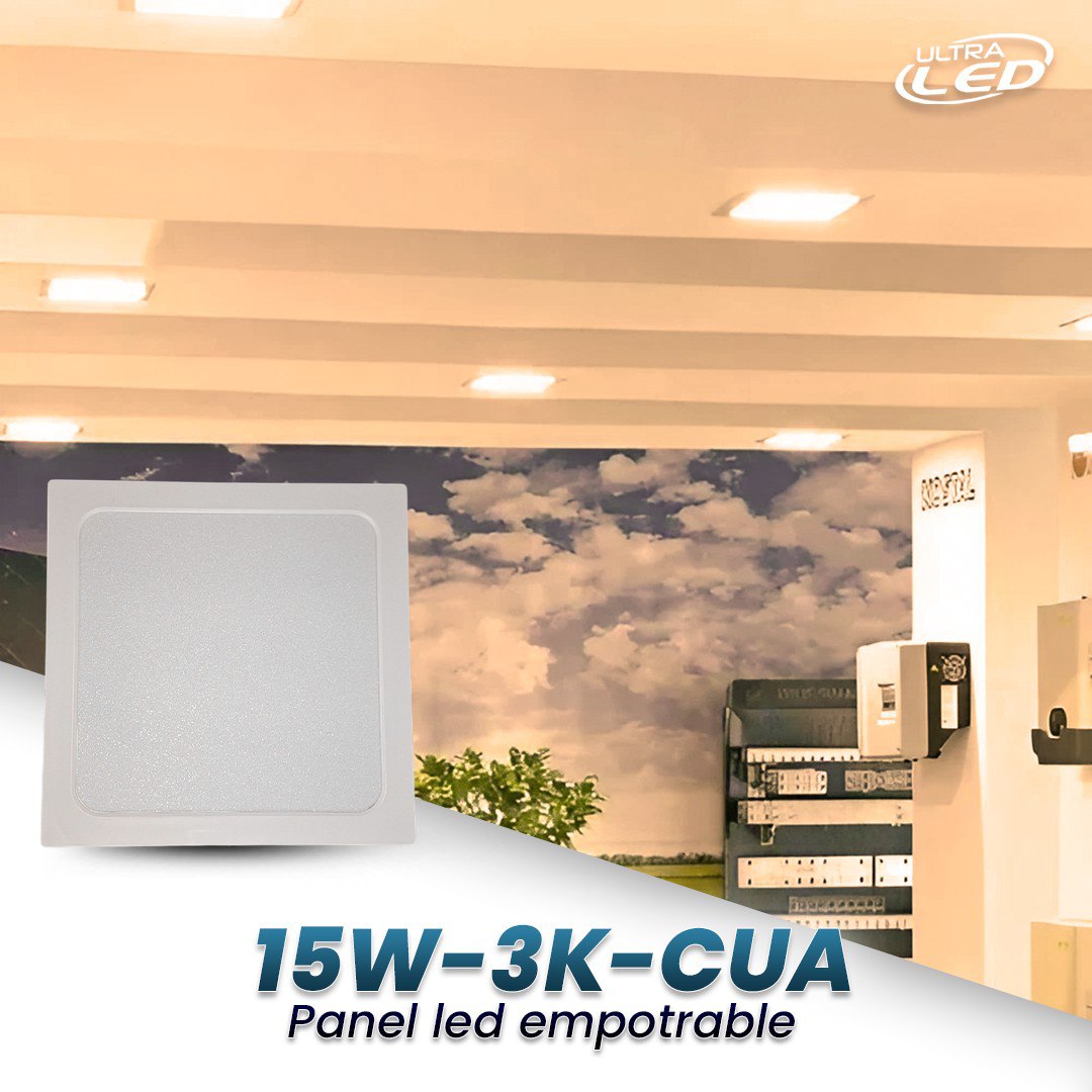 PANEL LED EMPOTRAR 15W CUADRADO LUZ CALIDA (3000K) MODELO: 15W-3K-CUA