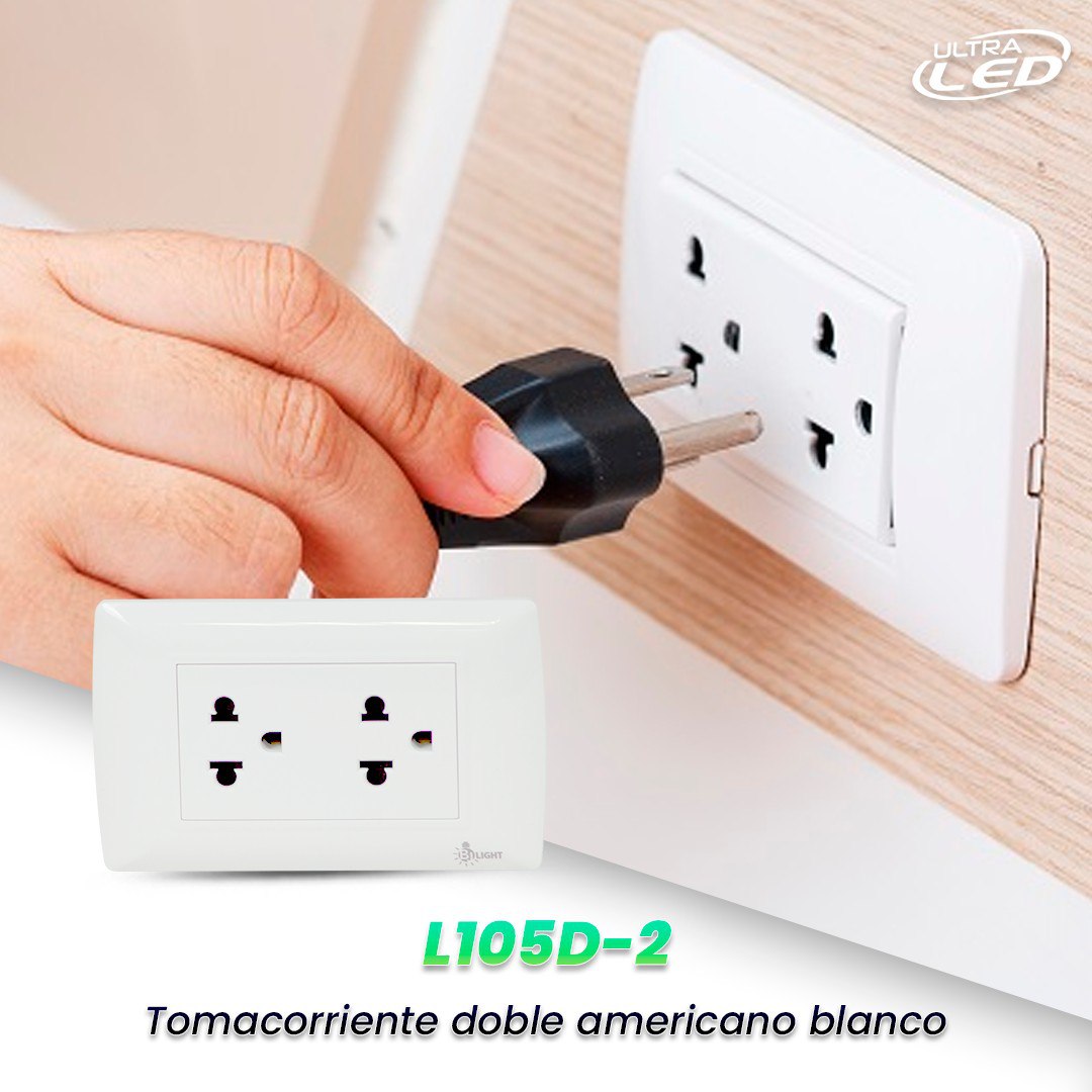 TOMACORRIENTE DOBLE BLANCO U/AMERICAN 15A