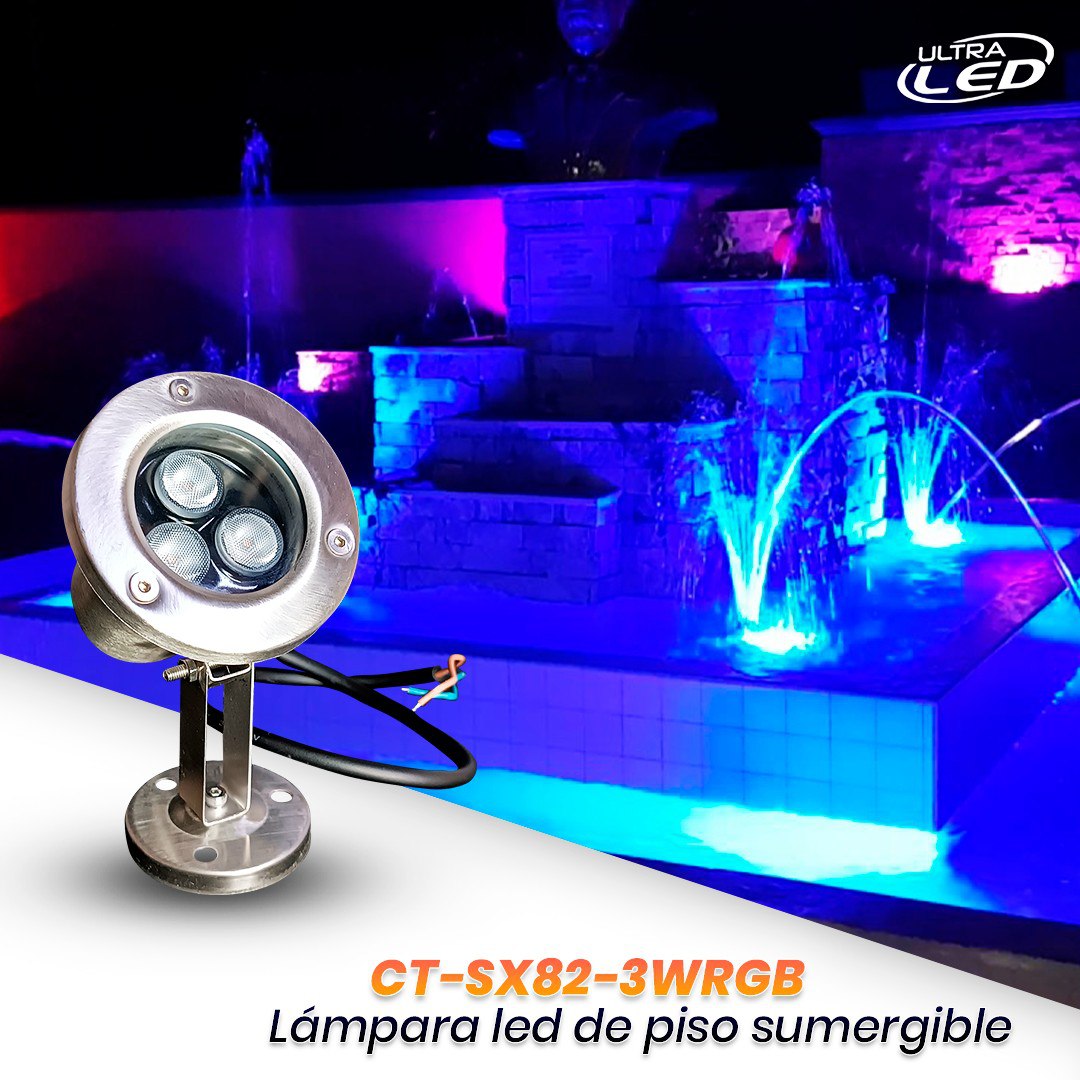LAMPARA DE PISO SUMERGIBLE RGB 3W 82MM MODELO CT-SX82