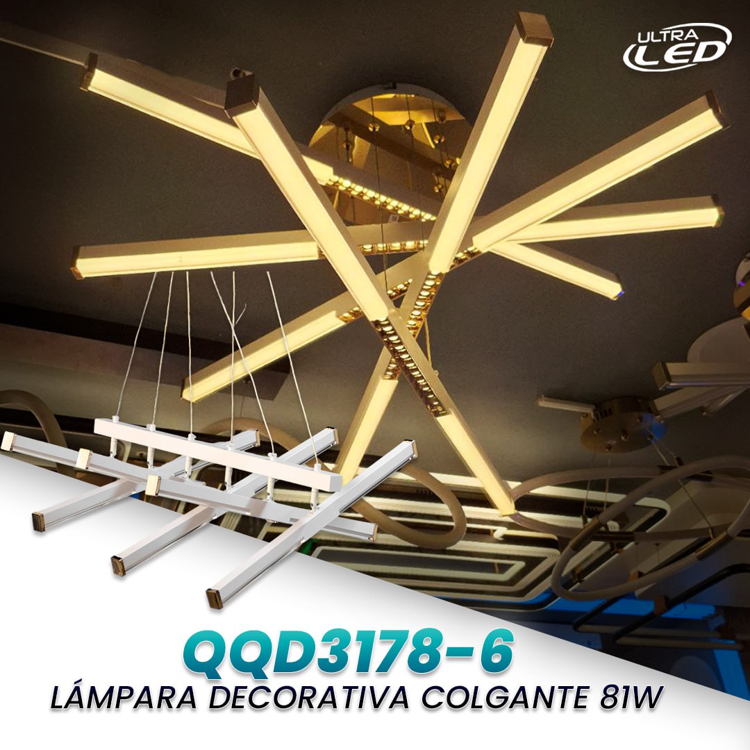 LAMPARA DECORATIVA COLGANTE 81W MODELO QQD3178-6