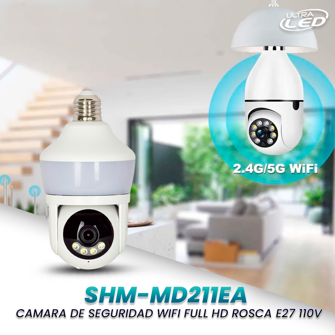 CAMARA DE SEGURIDAD WIFI FULL HD ROSCA E27 110V MODELO SHM-MD211EA