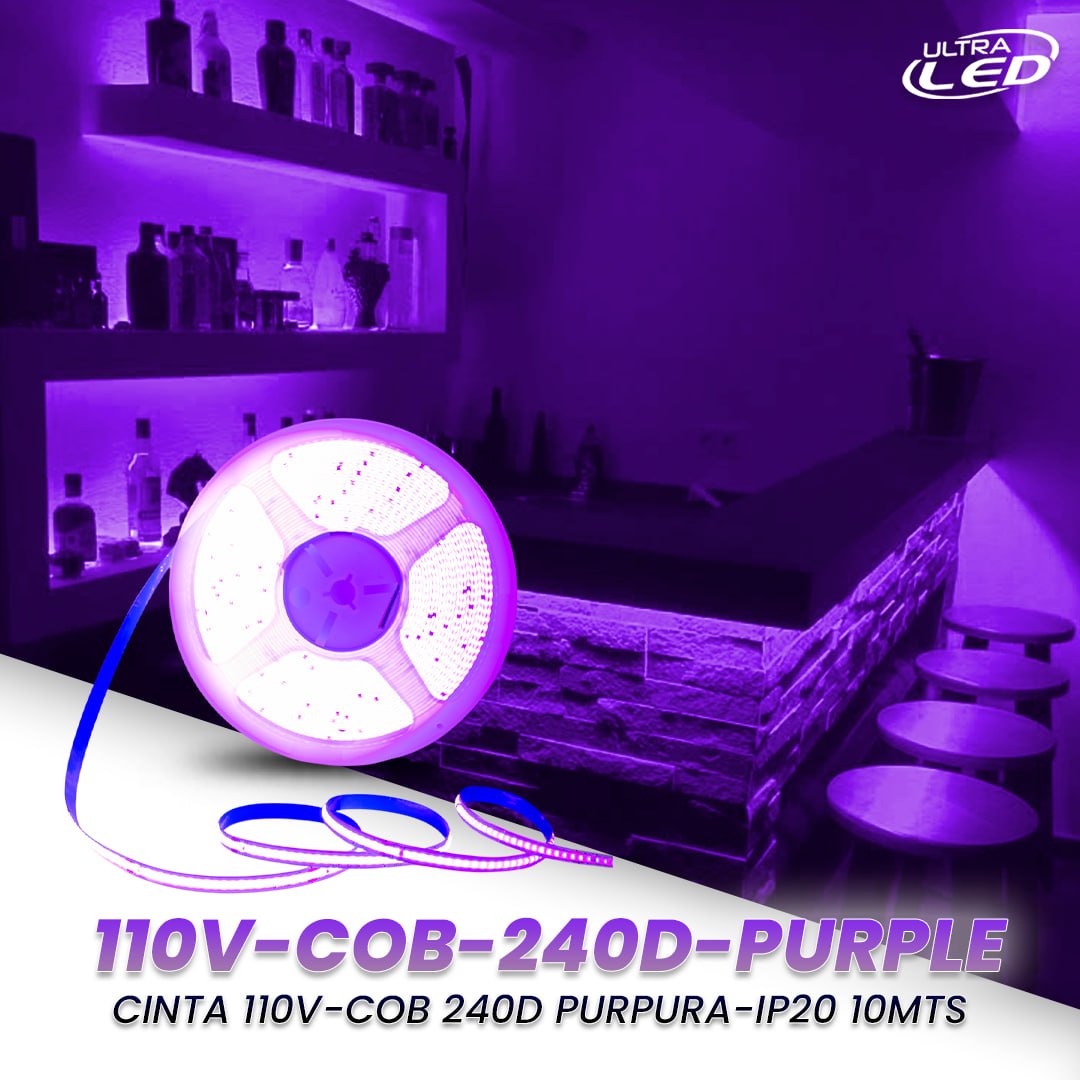 CINTA 110V COB 240D LUZ CALIDA 10 METROS MODELO 110V-COB-240D-3000K