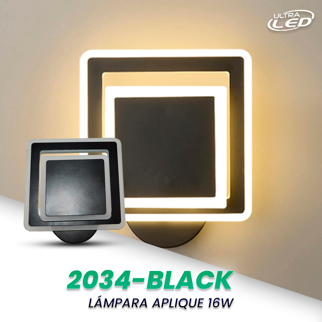 LAMPARA DECORATIVA 16W CARCASA NEGRA  MODELO 2034-BLACK
