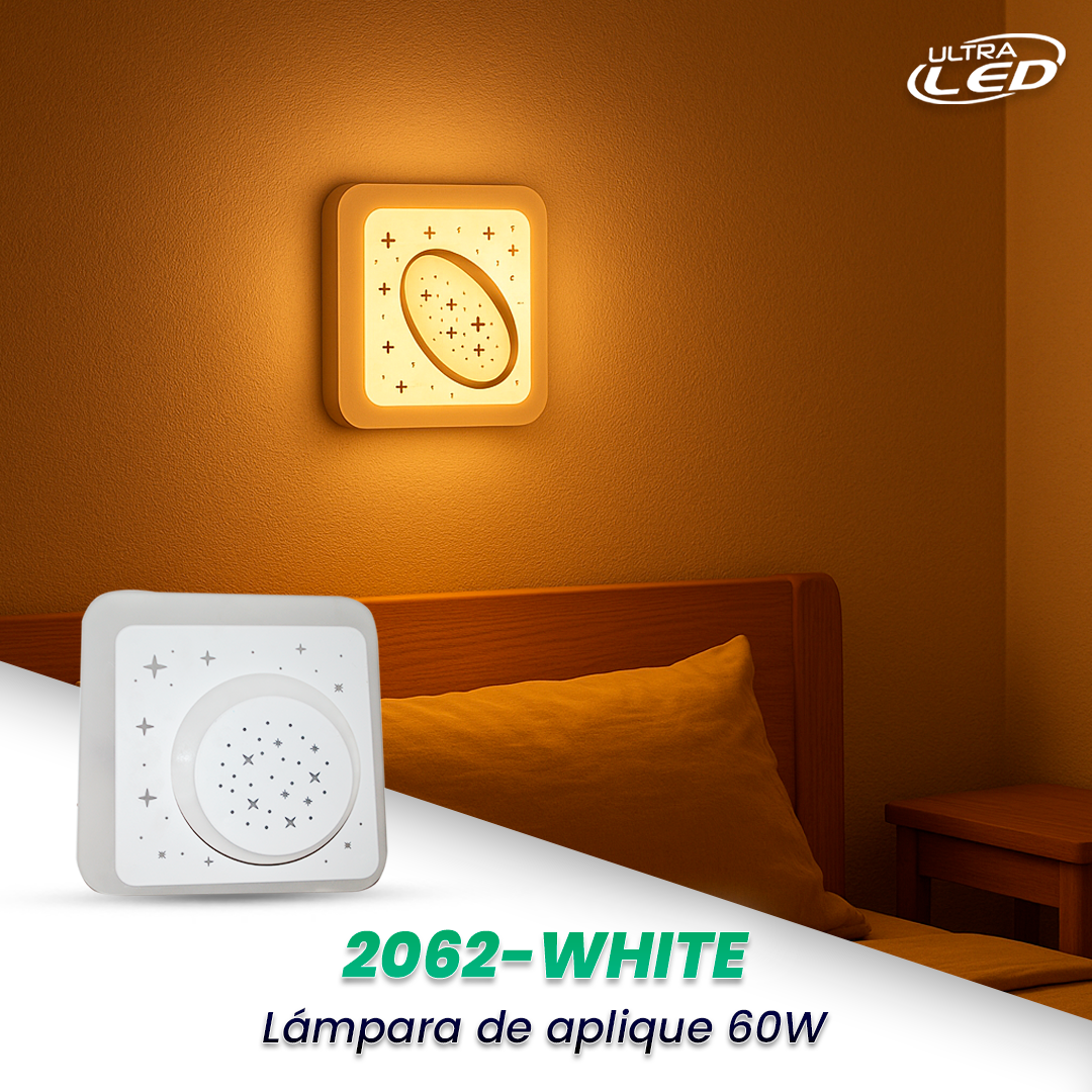 LAMPARA APLIQUE DECORATIVA 60W CARCASA BLANCA MODELO 2062