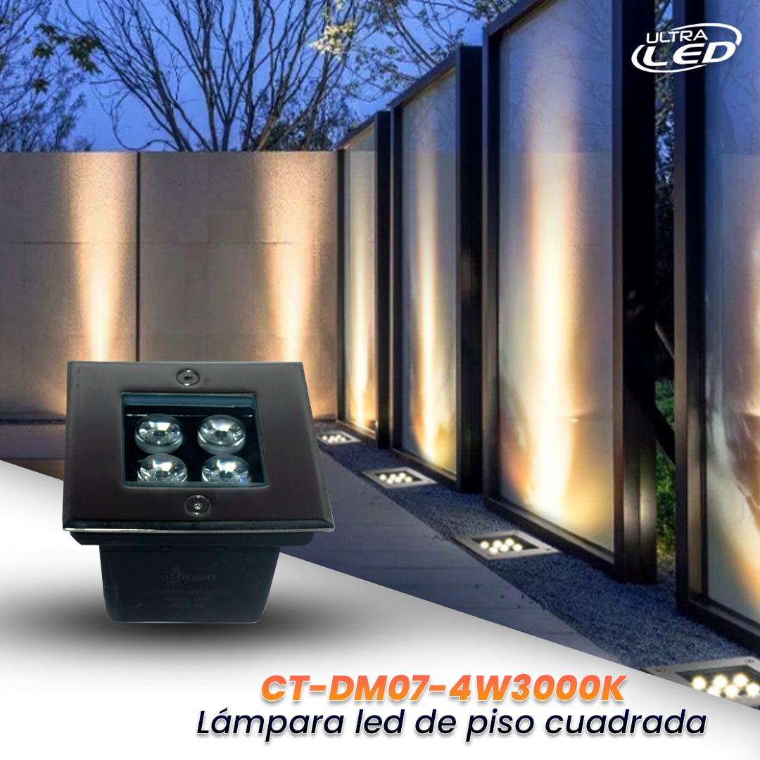 LAMPARA LED PISO CALIDA 4W 100*100MM MODEO CT-DM07