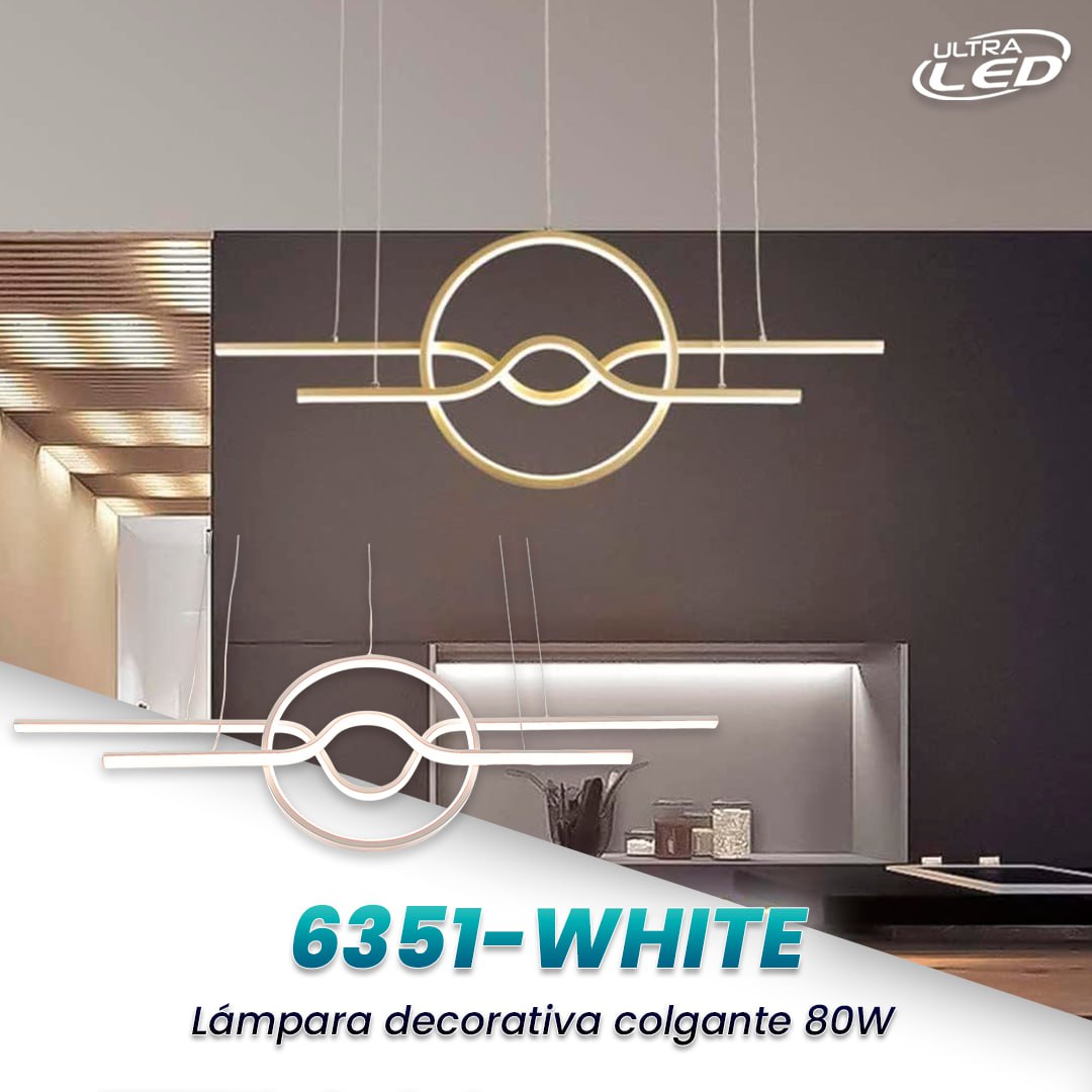 LAMPARA COLGANTE 80W CARCASA BLANCA MODELO 6351-WHITE