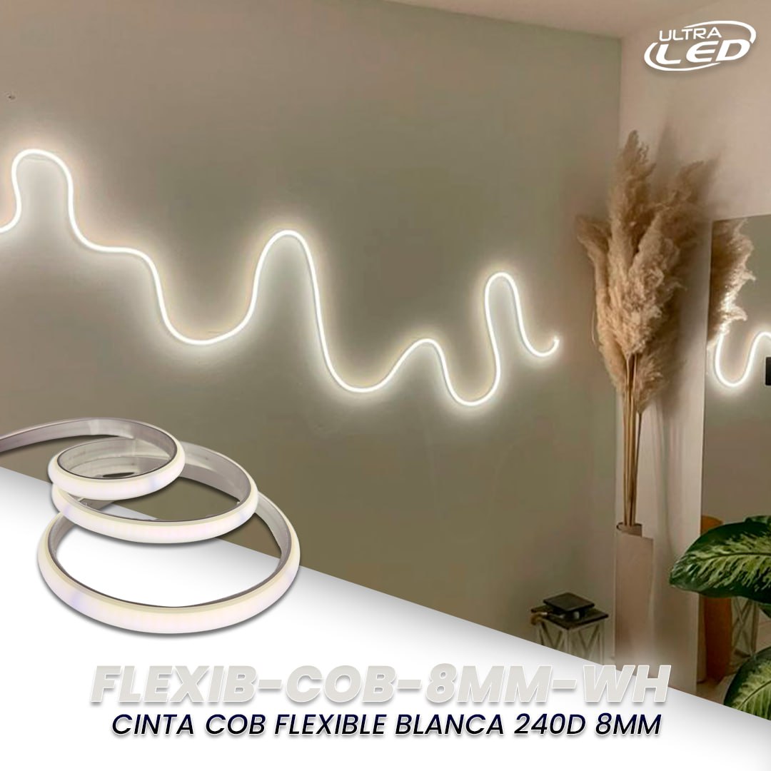 CINTA LED COB FLEXIBLE CALIDA 240D 8MM