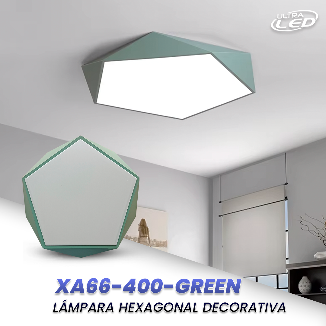 LAMPARA LED DECORATIVA 24W MODELO XA66-400 BORDE VERDE