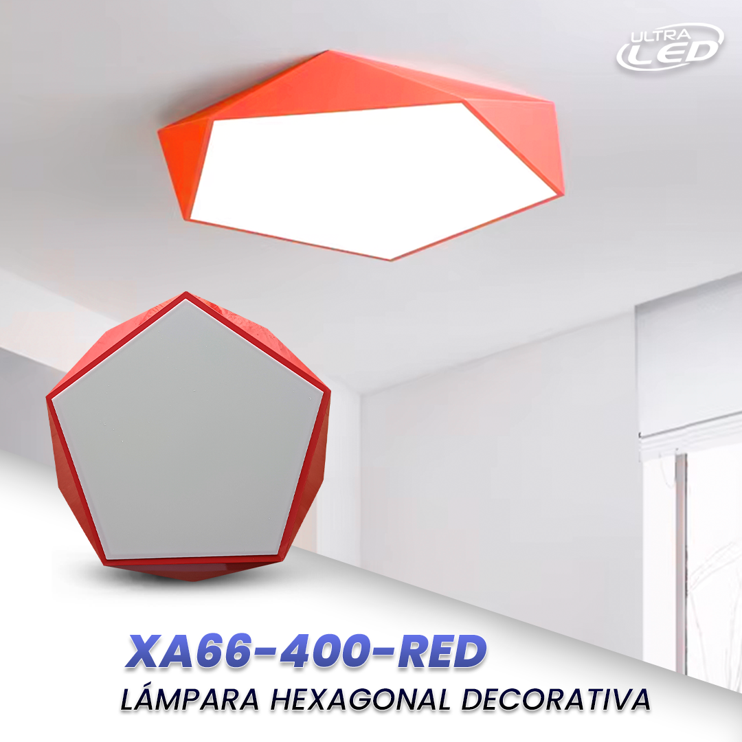 LAMPARA LED DECORATIVA 24W MODELO XA66-400 BORDE ROJO