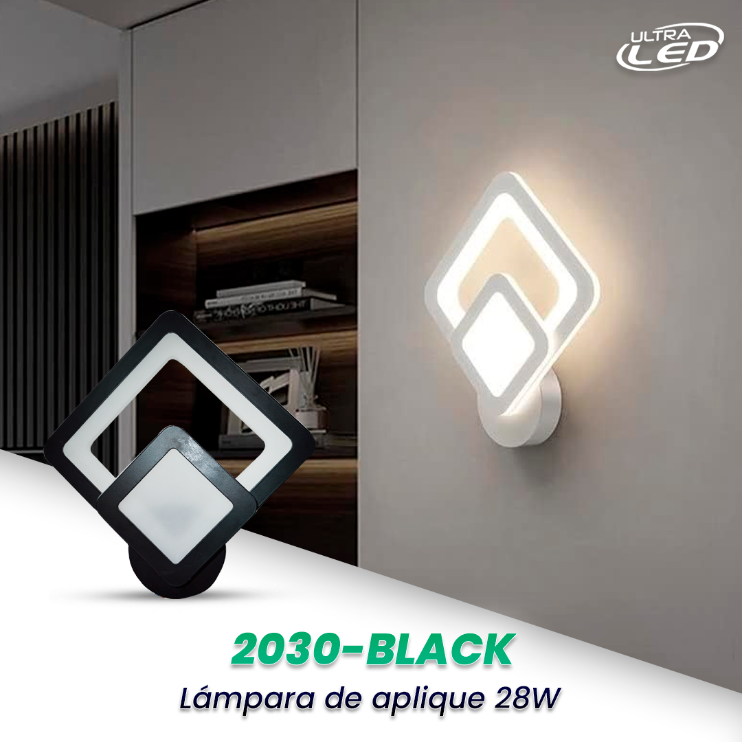LAMPARA APLIQUE DECORATIVA 28W CARCASA NEGRA MODELO 2030