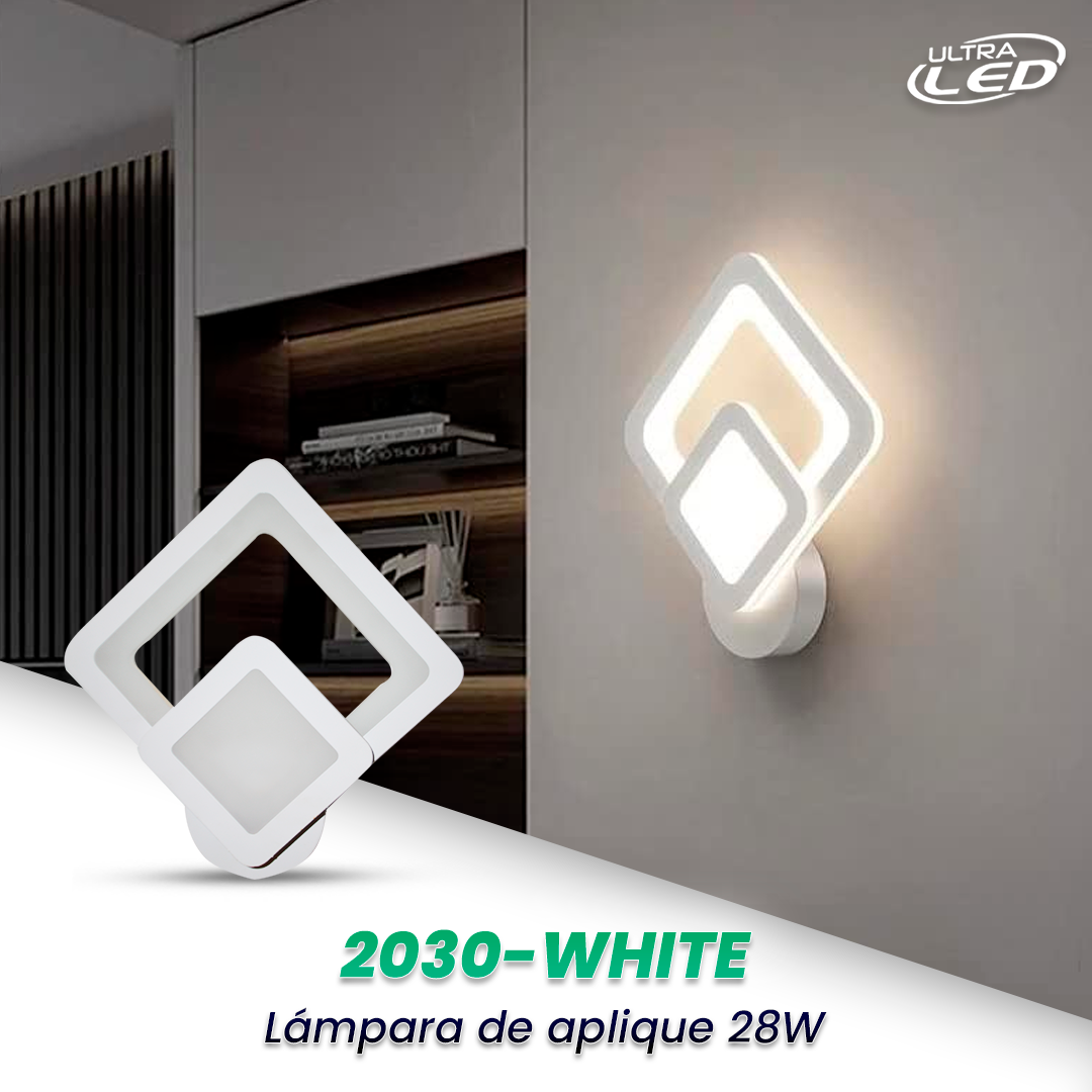 LAMPARA APLIQUE DECORATIVA 28W CARCASA BLANCA MODELO 2030