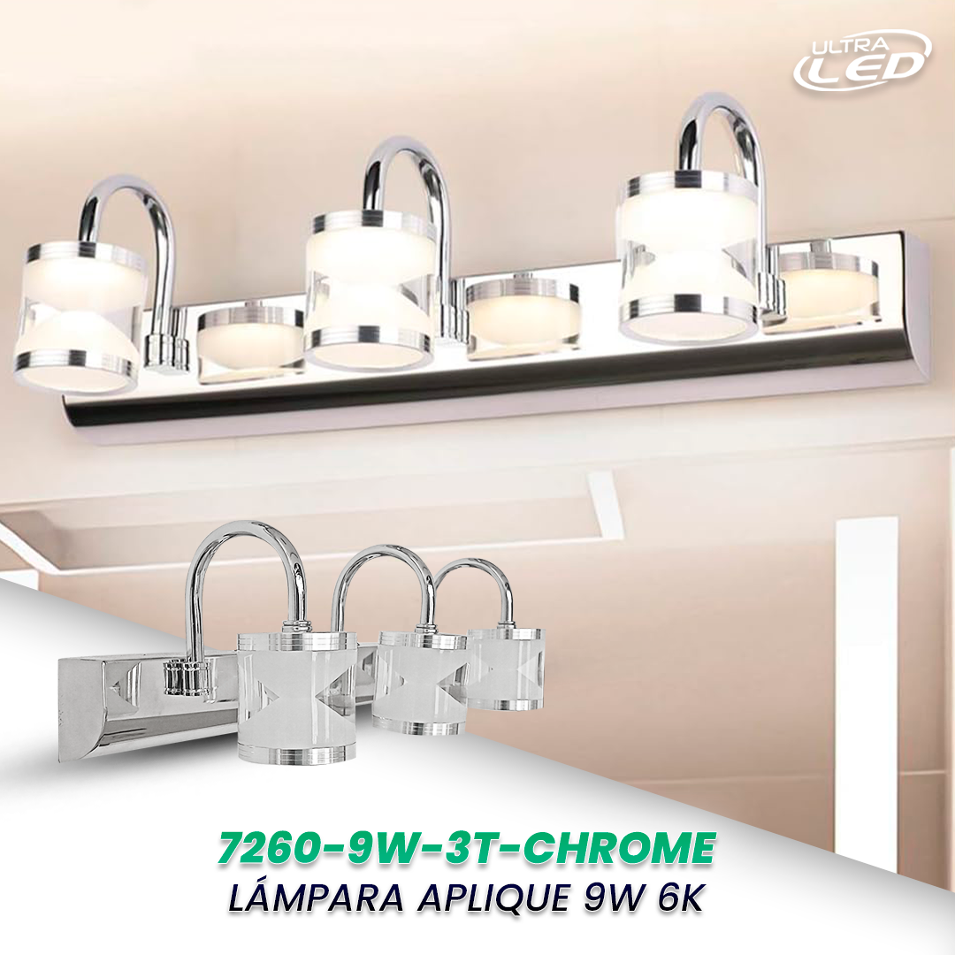 LAMPARA APLIQUE 9W DE PARED LUZ BLANCA (6500K) MODELO 7260-9W