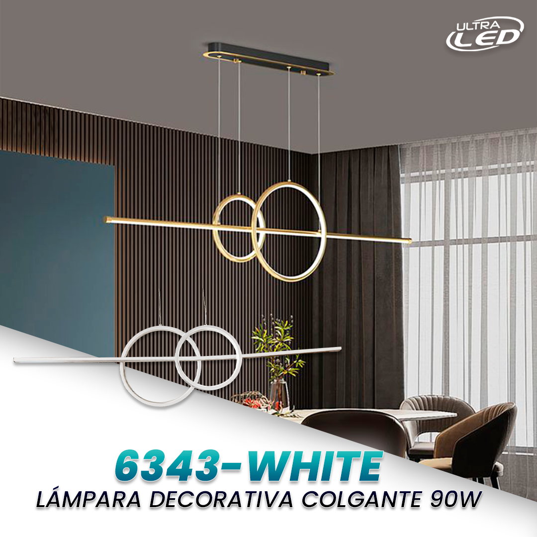 LAMPARA COLGANTE 90W CARCASA BLANCA MODELO 6343-WHITE
