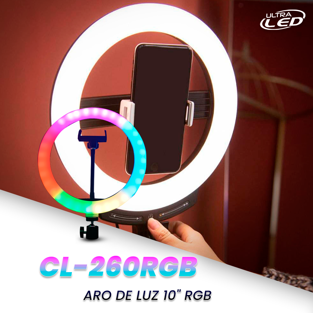 ARO DE LUZ RGB SIN TRIPODE 10´´ MODELO CL-260RGB