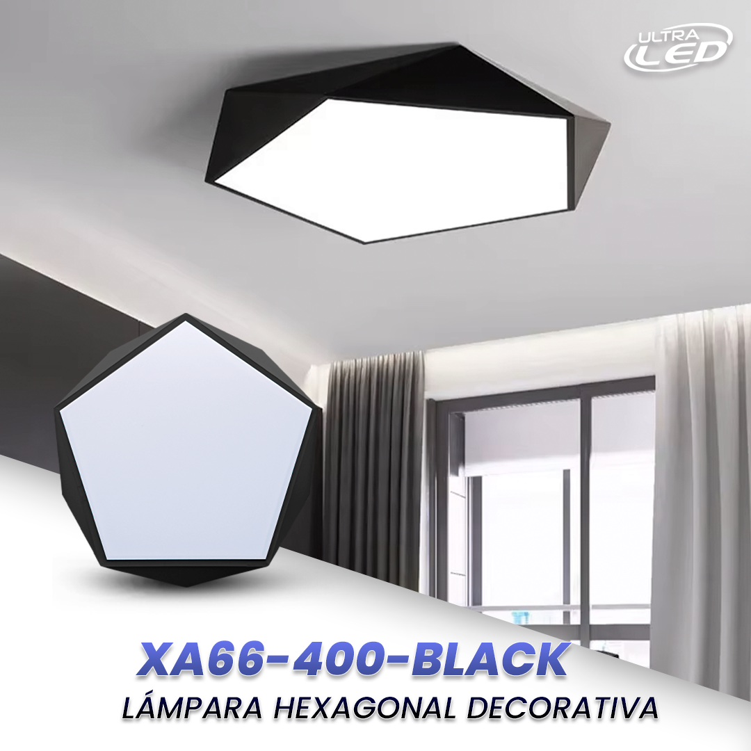 LAMPARA LED DECORATIVA 24W MODELO XA66-400 BORDE NEGRO