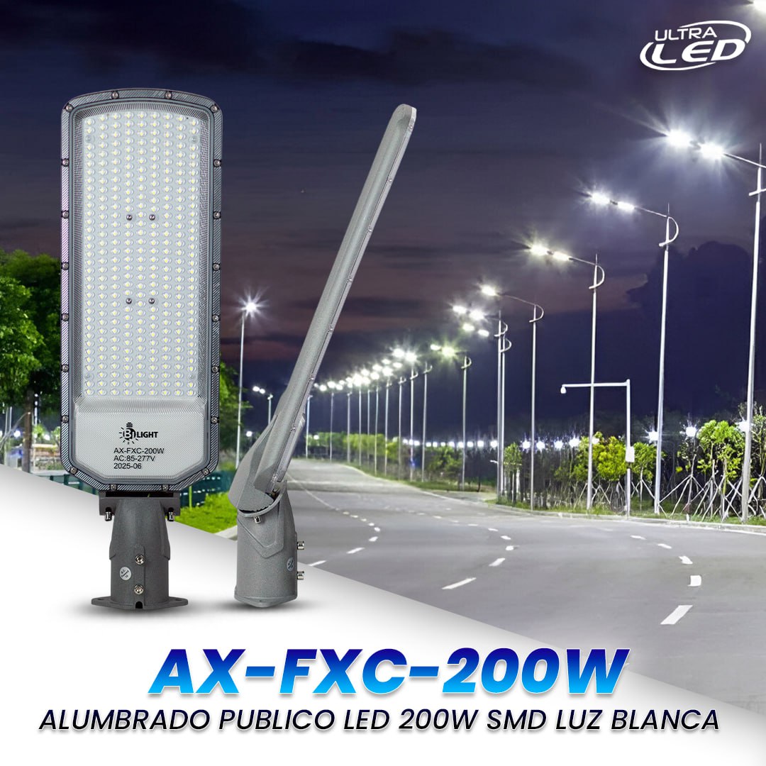 ALUMBRADO PUBLICO LED 200W SMD LUZ BLANCA (6500K) MODELO AX-FXC-200W