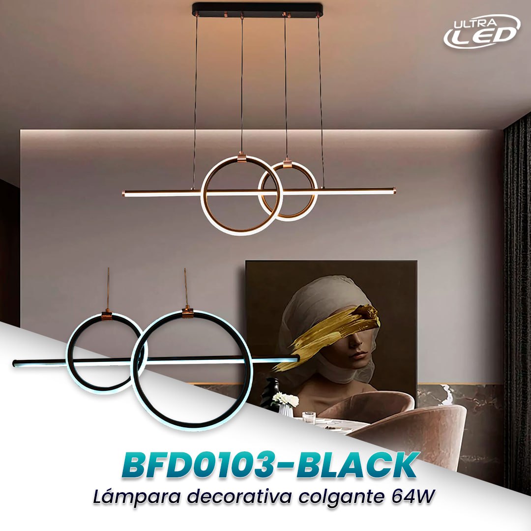 LAMPARA COLGANTE 64W BLACK MODELO BFD0103-BLACK