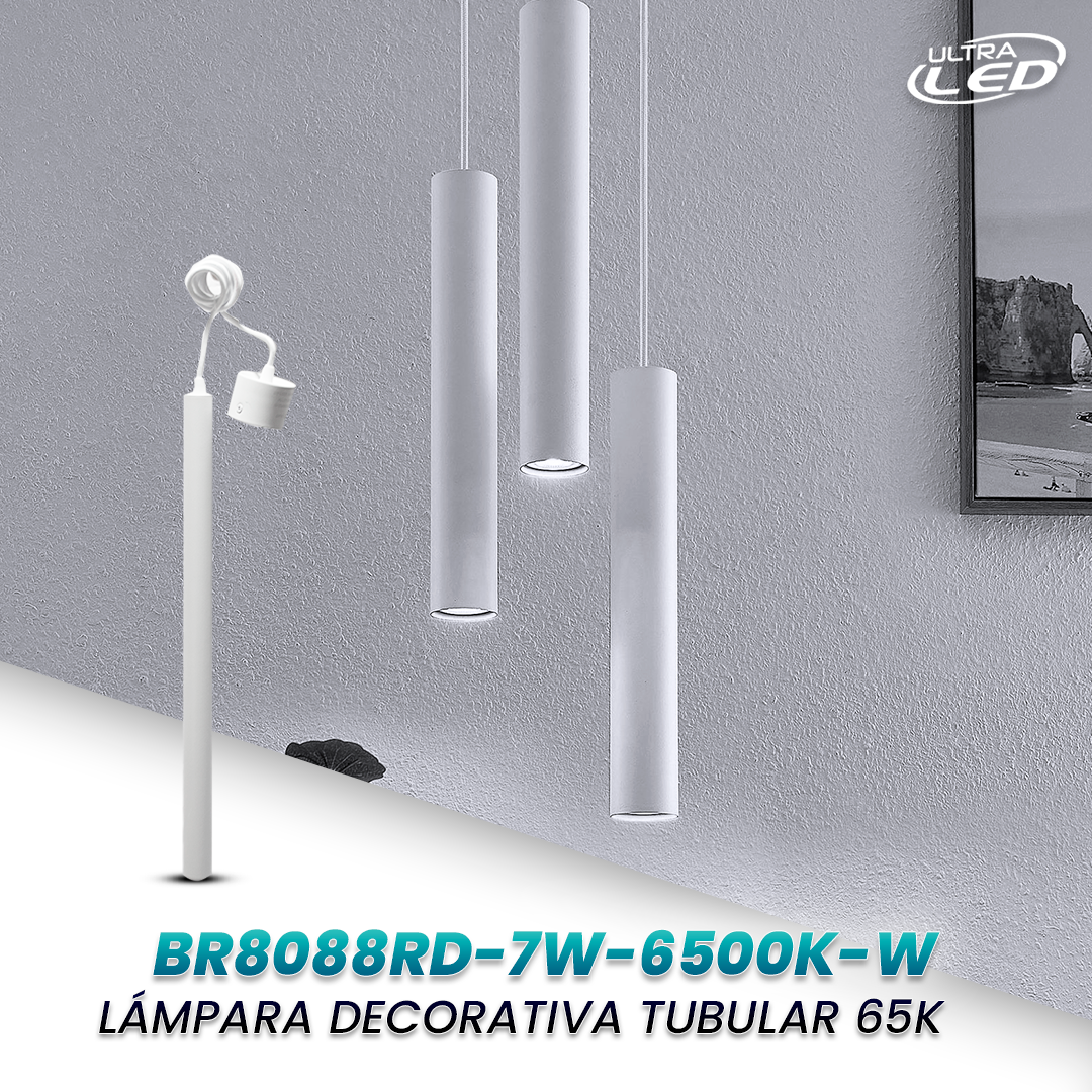 LAMPARA LED TUBULAR 7W LUZ BLANCA (6500K) MODELO: BR8088RD-7W-6500K-W