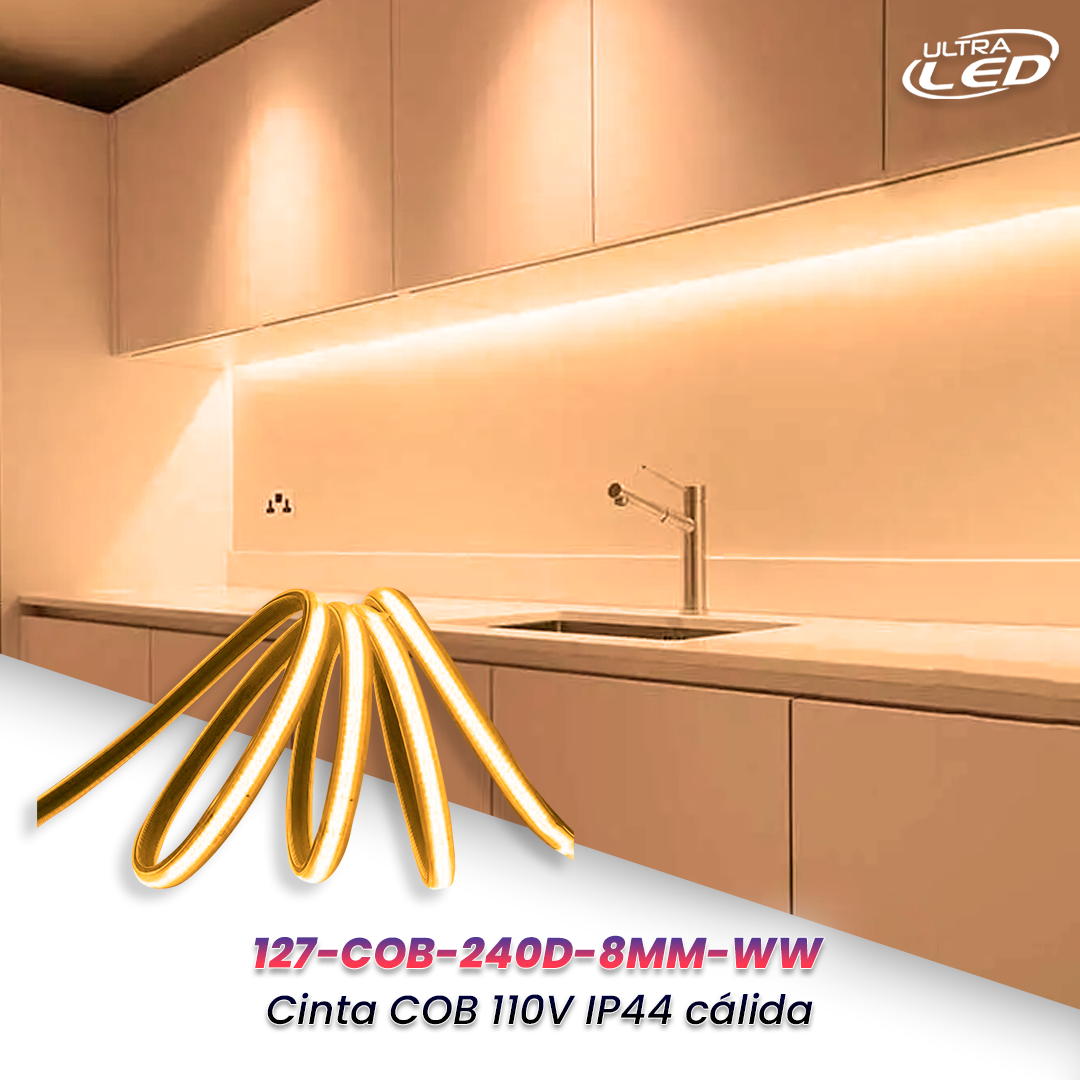 CINTA LED 110V COB 240D 8MM X METRO