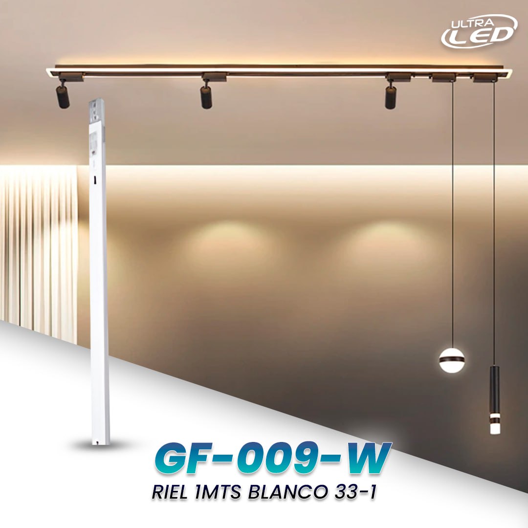 RIEL 1 MTS PARA LAMPARA BLANCO 33-1 MODELO GF-009-W