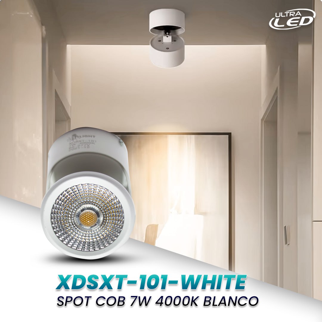LAMPARA COB SPOT S/F 7W  LUZ NEUTRA (4000K) CARCASA BLANCA MODELO XDSXT-101-WHITE