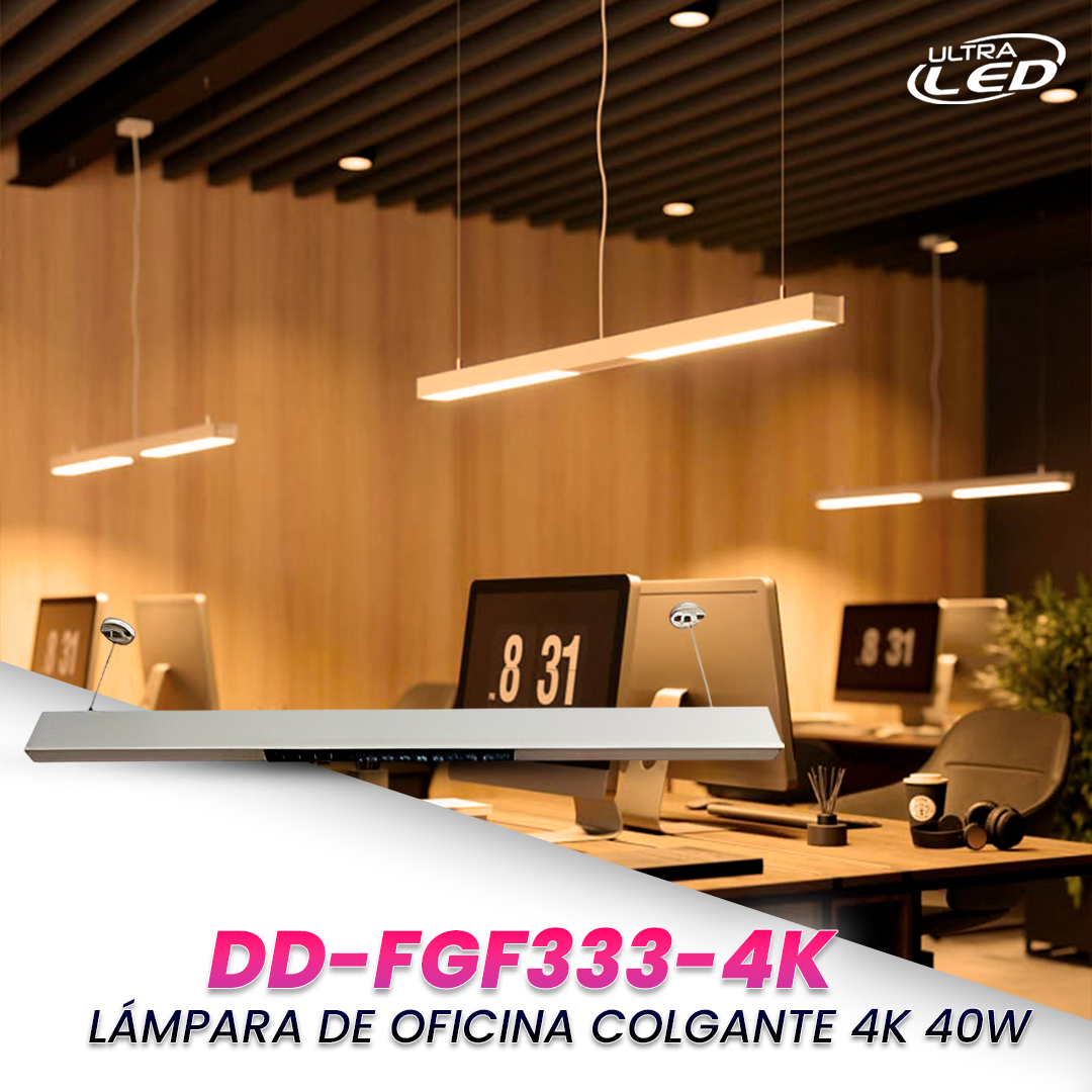 LAMPARA DE OFICINA COLGANTE 40W LUZ NEUTRA (4000K) MODELO DD-FGF333-4K