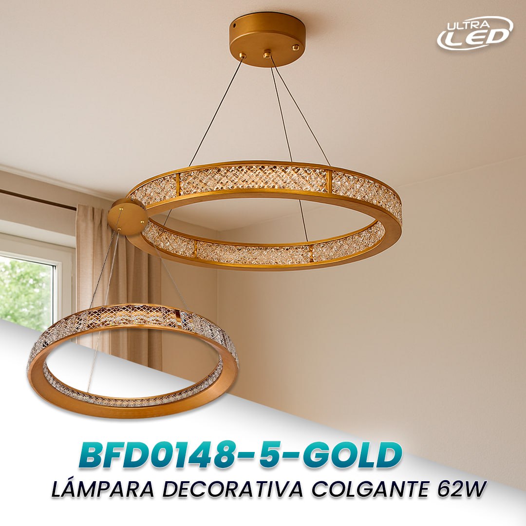 LAMPARA COLGANTE 62W MODELO BFD0148-5-GOLD
