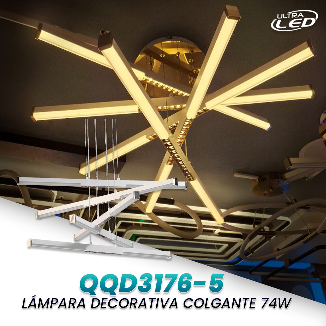 LAMPARA DECORATIVA COLGANTE 74W MODELO QQD3176-5