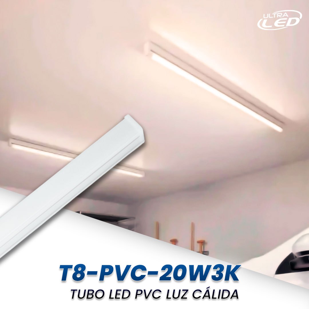 TUBO LED 20W 120CM LUZ CALIDA (3000K) MODELO T8-PVC-20W3K