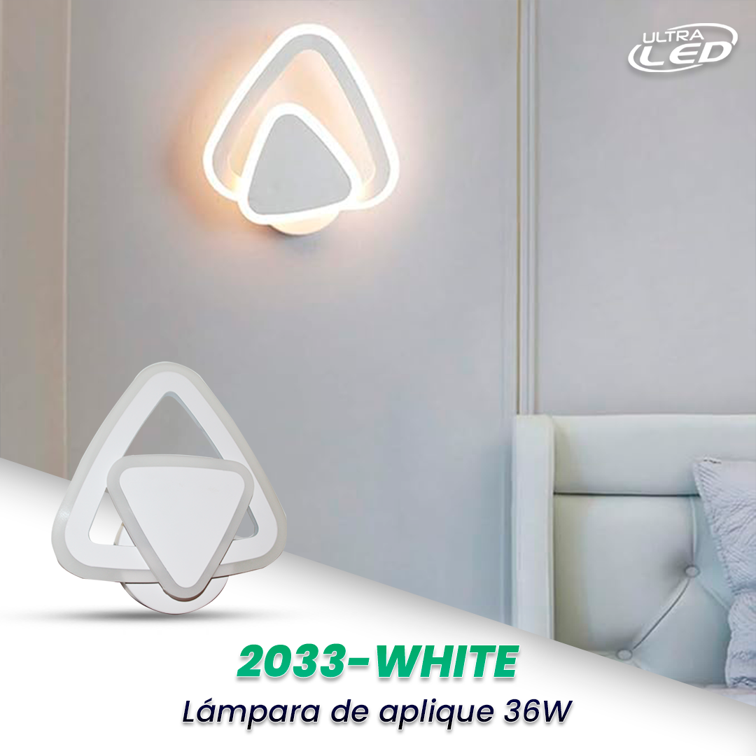 LAMPARA APLIQUE DECORATIVA 36W CARCASA BLANCA MODELO 2033