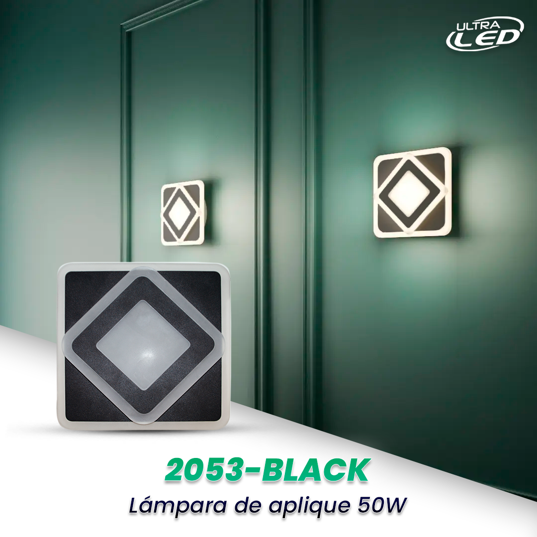 LAMPARA APLIQUE DECORATIVA 50W CARCASA NEGRA MODELO 2053