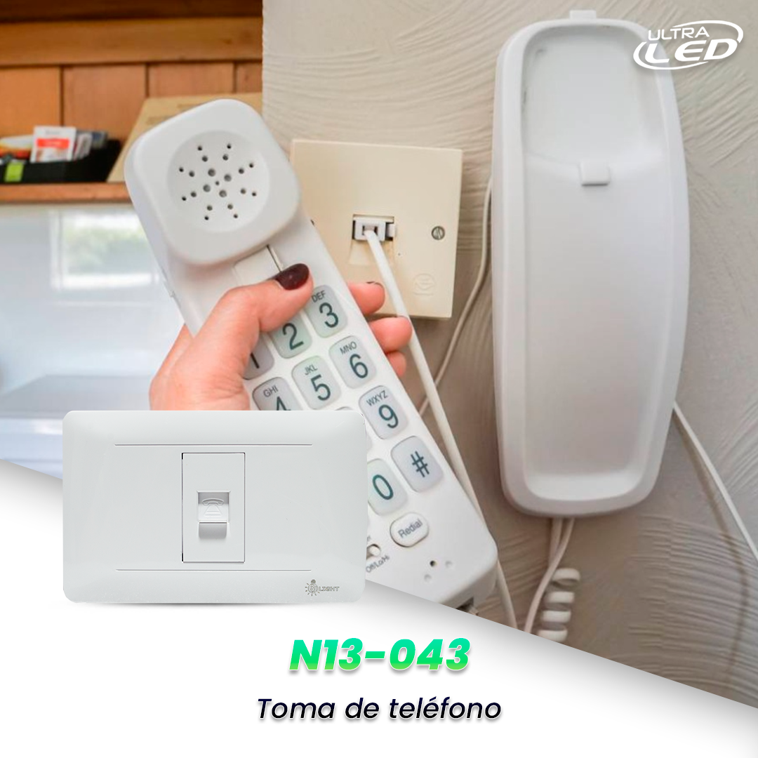 INTERRUPTOR TOMA TELEFONO COLOR BLANCO MODELO N13-043