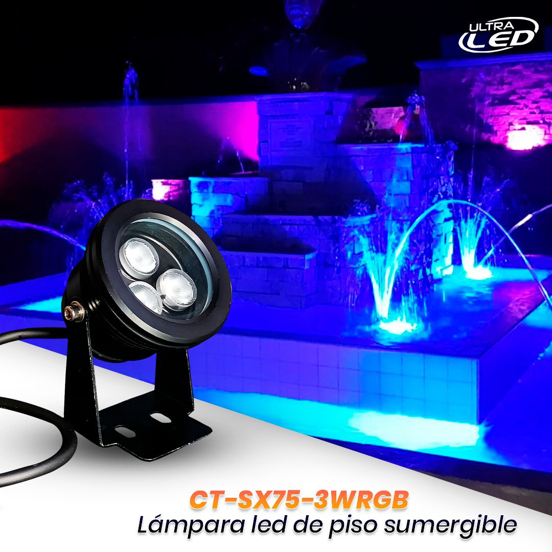 LAMPARA PISO SUMERGIBLE RGB 3W