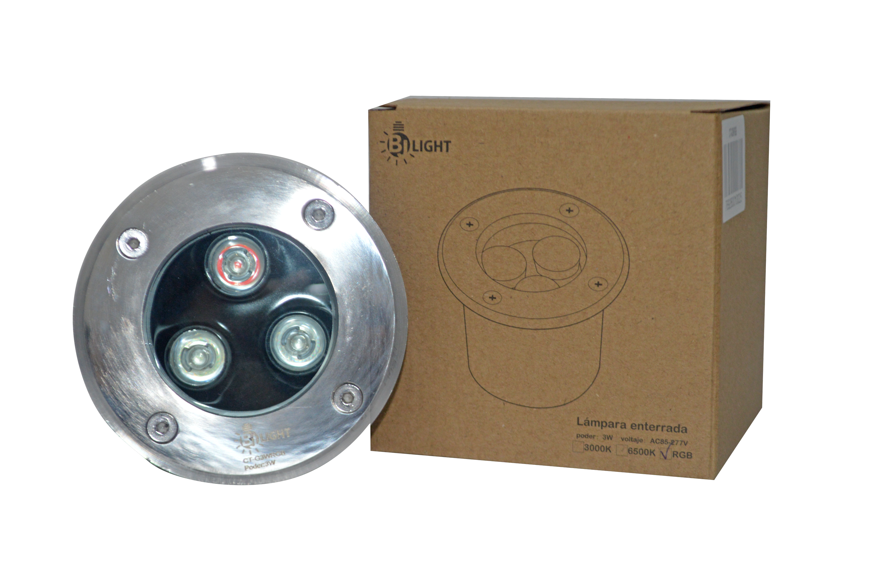 LAMPARA DE PISO 3W RGB EMPOTRAR 100MM MODELO CT-G3WRGGB