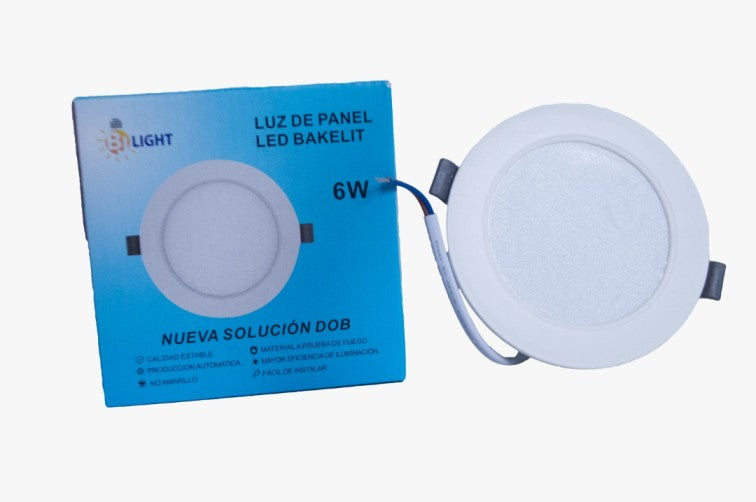 PANEL LED DOB 6W REDONDO LUZ BLANCA (6500K) EMPOTRAR