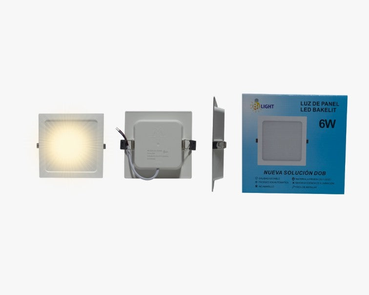 PANEL LED DOB 6W CUADRADO LUZ CÁLIDA (3000K) EMPOTRAR