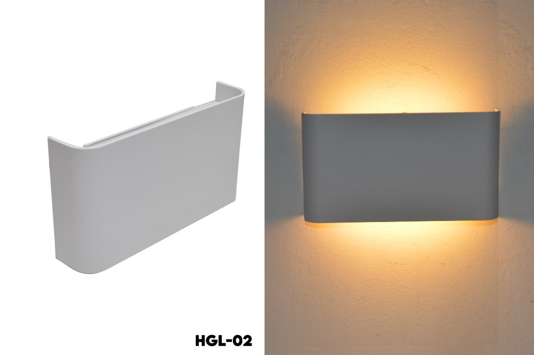 LAMPARA LED APLIQUE 8W LUZ CALIDA (3000K) MODELO HGL-02W